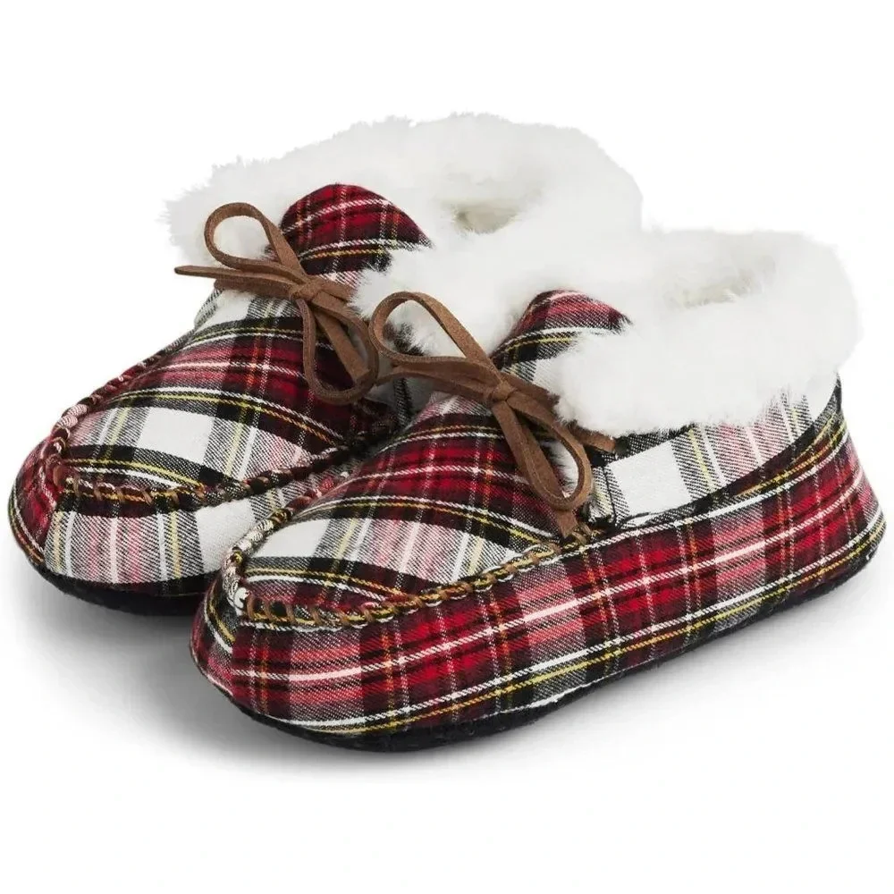 NWT Gymboree Unisex Toddlers Gymmies Multicolor Plaid Relaxing Slippers Size 7-8